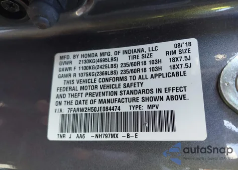 2018 Honda Cr-V Ex из США, поврежденный, VIN 7FARW2H50JE084474